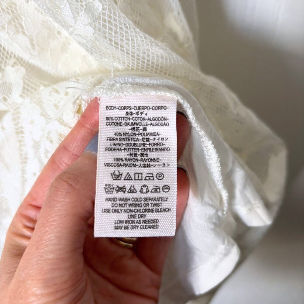 Free People Verushka White Eyelash Lace Mini Dress Womens Size 2 Boho Fairy Y2K - Picture 8 of 11